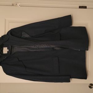 Hooded dark green wool coat